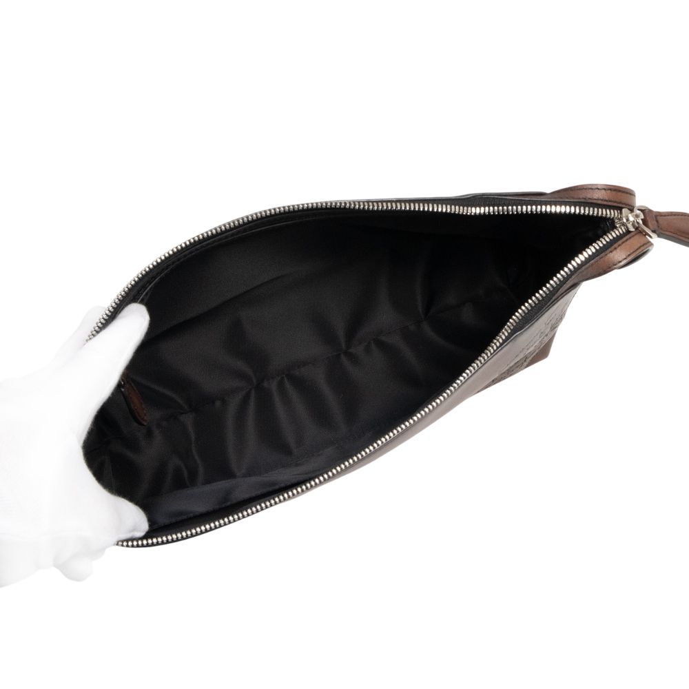 ベルルッティ アイビー スクリットスワイプ トイレタリーポーチ カリグラフィー クラッチバッグ ヴェネチアレザー TDM INTENSO ブラウン シルバー金具 IVY-JOUR-V 2 Berluti