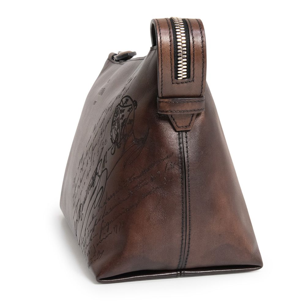  ベルルッティ アイビー スクリットスワイプ トイレタリーポーチ カリグラフィー クラッチバッグ ヴェネチアレザー TDM INTENSO ブラウン シルバー金具 IVY JOUR V 2 Berluti トラベルポーチ 旅行かばん 小分けバッグ