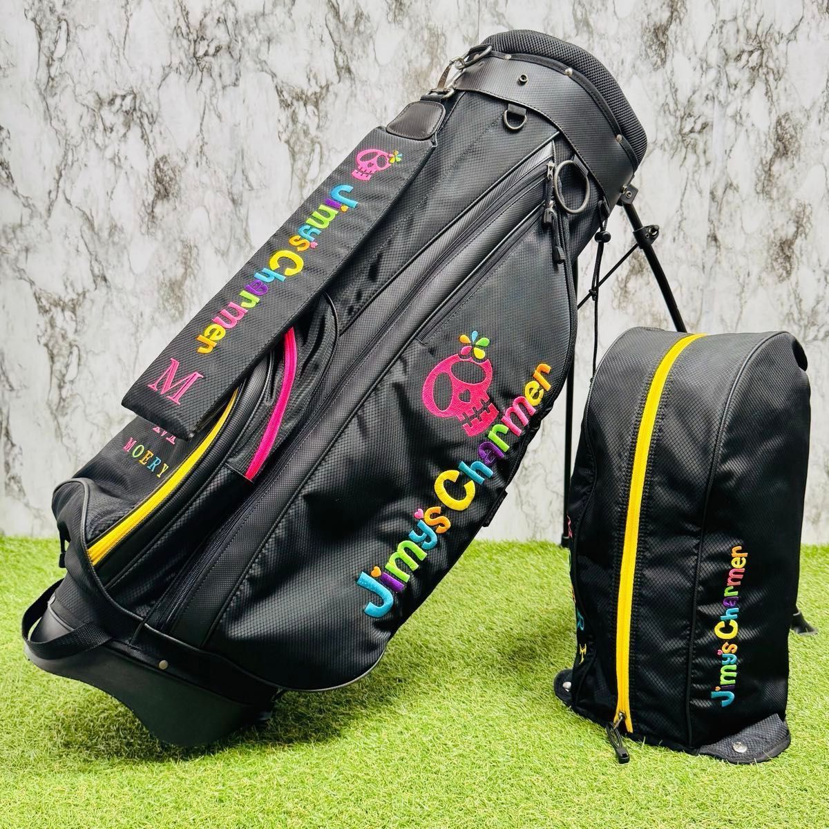【良品】ジミーズチャーマー×モエリー スタンド式 キャディバッグ レディース 良品】ジミーズチャーマー×モエリー スタンド式 キャディバッグ