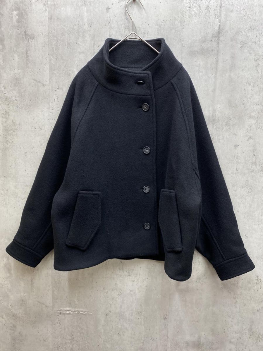 QTUME クチューム ペコラムウールショート コート size38|ブラック ◆ レディース