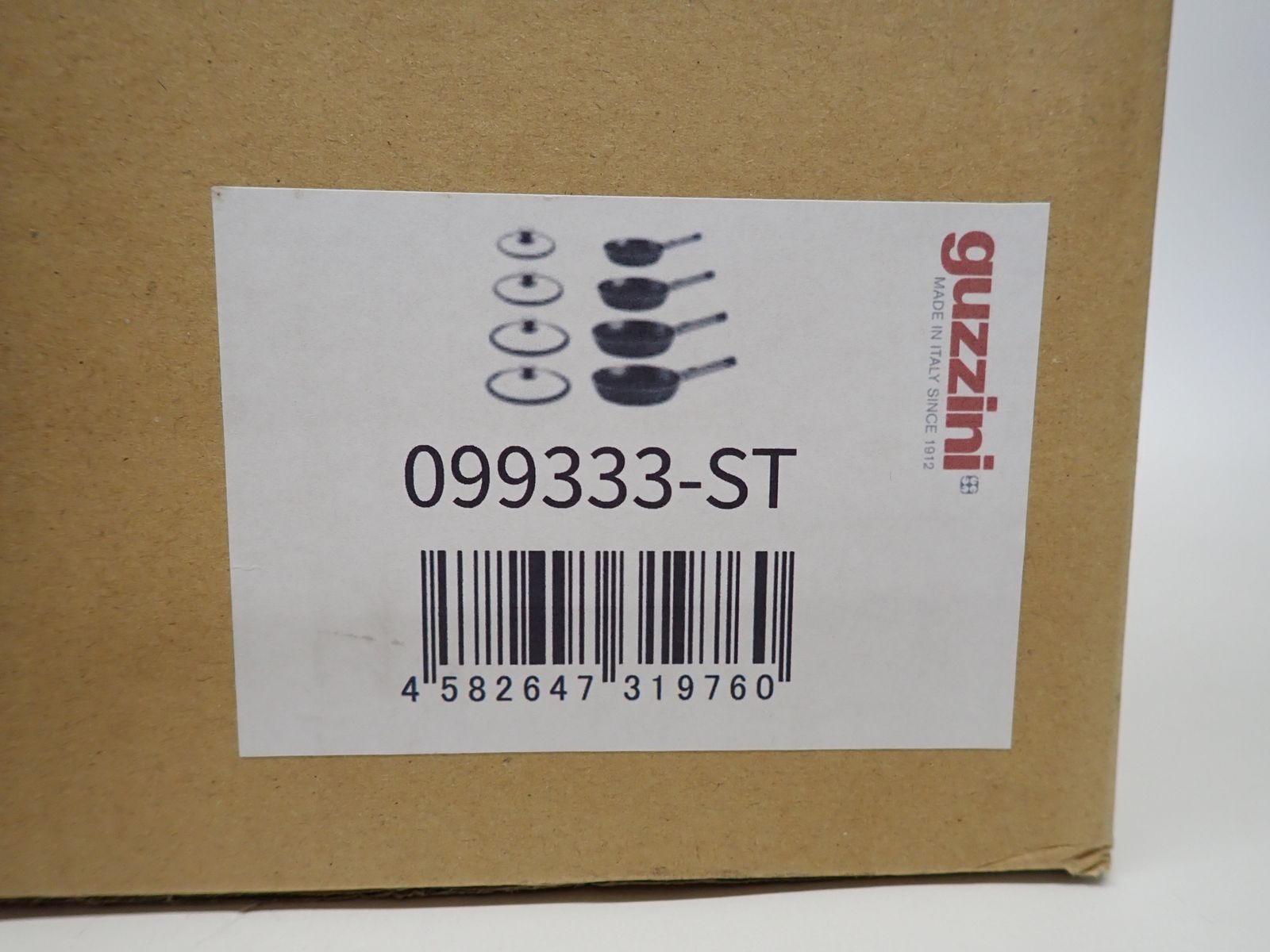 GUZZINI IH対応 蓋付フライパンセット 099333-ST 20 24 28 30 cm 4点 COOK-SPACE グレー 食洗機 グッチーニ R 2508-139