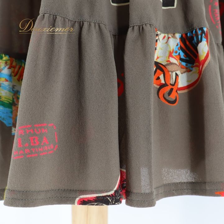 トクコプルミエブォルノースリーブ チュニック マルチカラーカーキ系