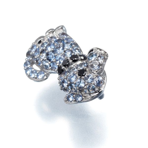 サファイア 0.90ct ダイヤ ダイヤモンド 0.12ct 犬 イヌ アニマル ペンダントトップ K18WG 179815