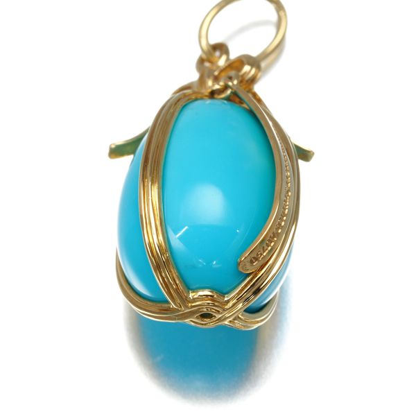 ティファニー ペンダントトップ ターコイズ トルコ石 シュランバージェ エッグチャーム K18YG 179802