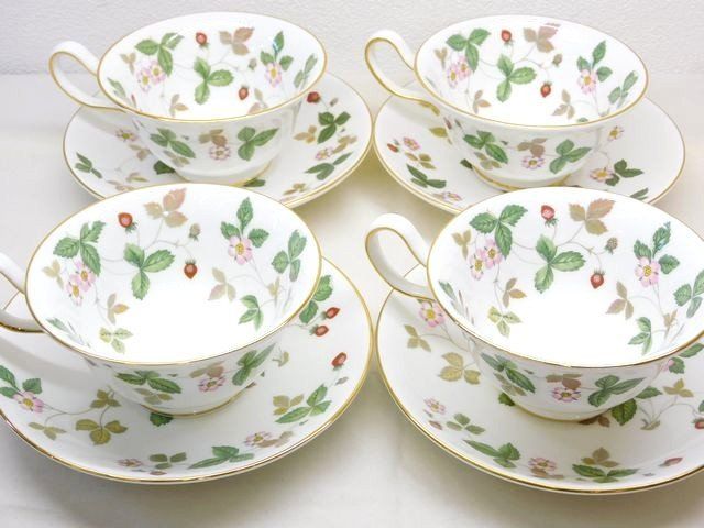 品 ウェッジウッド WEDGWOOD ワイルドストロベリー カップ＆ソーサー 4客セット□ 7J イニ100