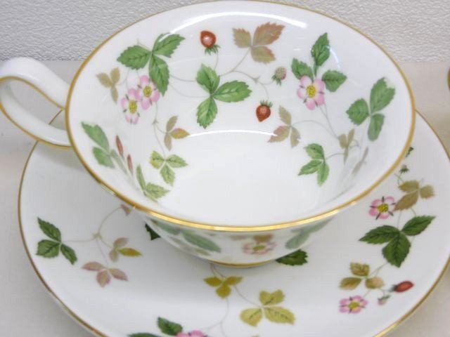 品 ウェッジウッド WEDGWOOD ワイルドストロベリー カップ＆ソーサー 4客セット□ 7J イニ100