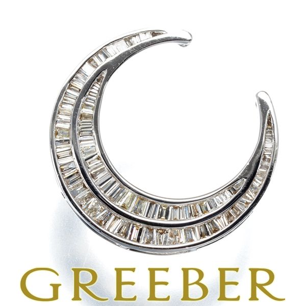 ダイヤ ダイヤモンド 0.72ct ムーン バゲットカット ペンダントトップ K18WG 179385