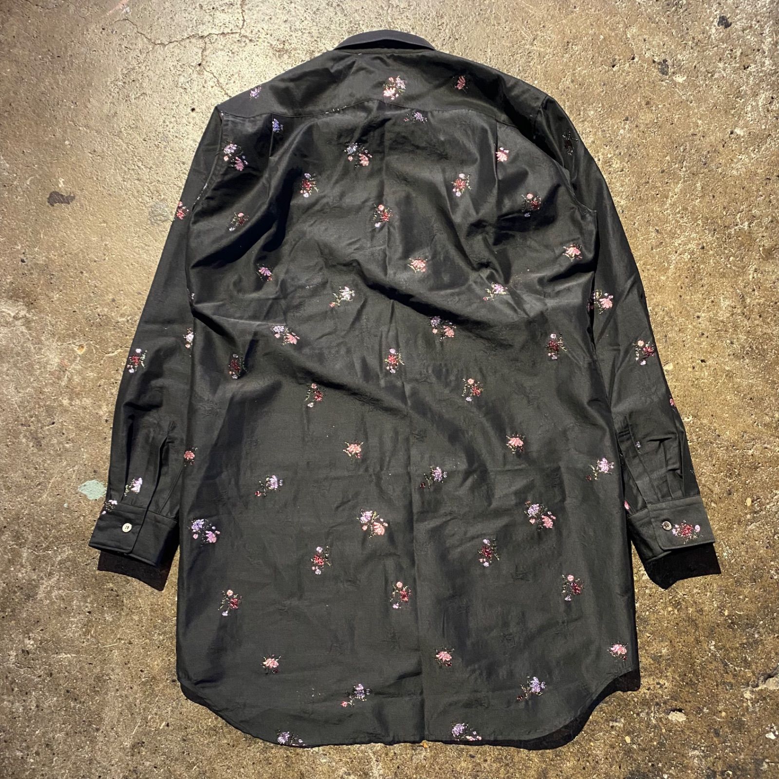 COMME des GARCONS HOMME PLUS 19AW 花柄刺繍 ロング丈 長袖シャツ コムデギャルソンオムプリュス 2019AW