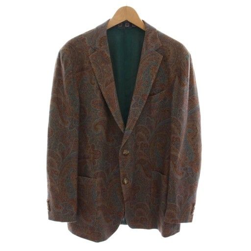 エトロ ETRO テーラードジャケット ブレザー ペイズリー柄 カシミヤ アウター 56 茶色 ブラウン マルチカラー 1G108 |YM