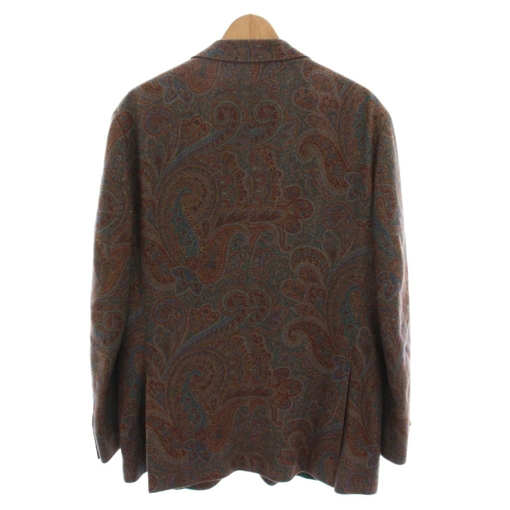 エトロ ETRO テーラードジャケット ブレザー ペイズリー柄 カシミヤ アウター 56 茶色 ブラウン マルチ 1G108 YM