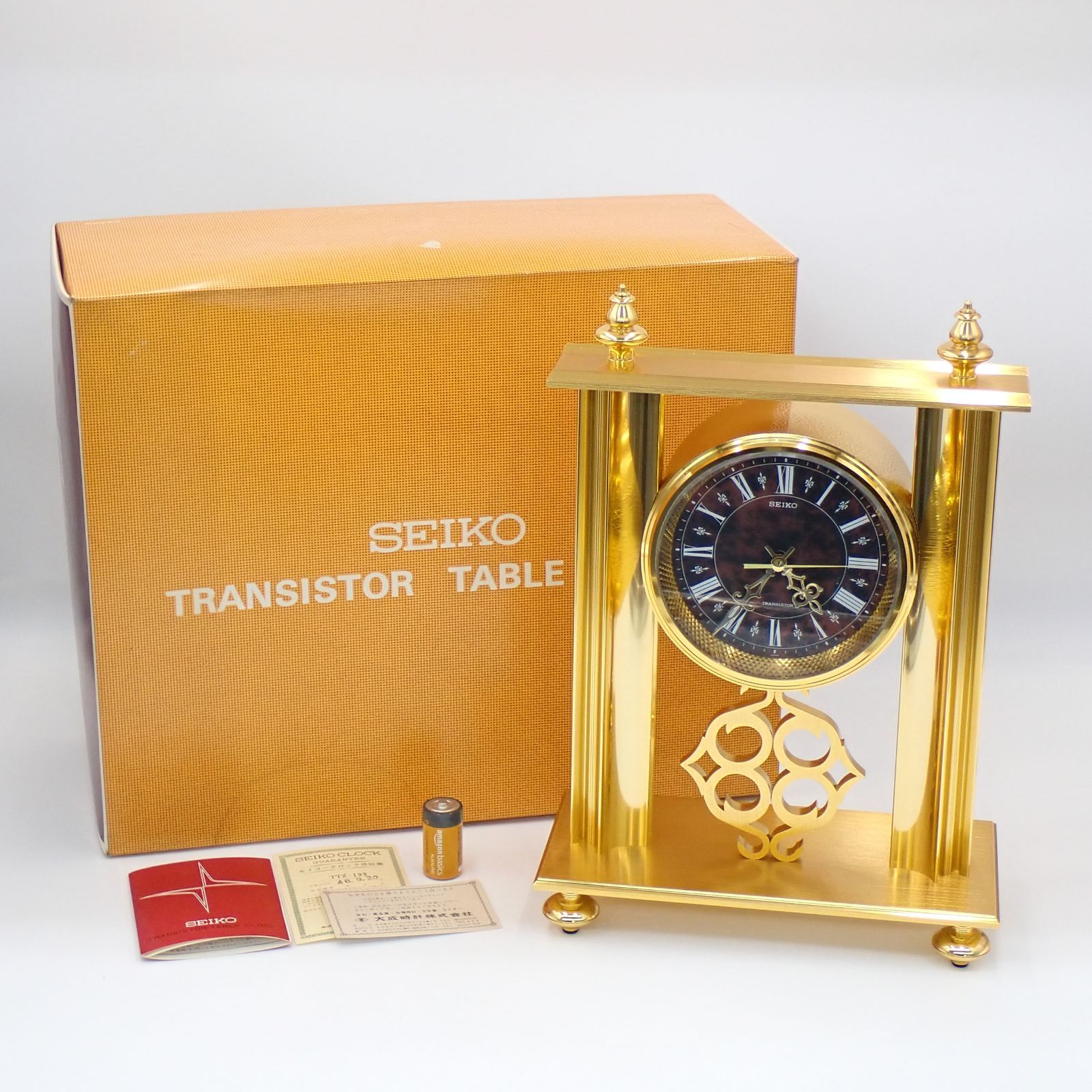 ほぼ♥ SEIKO セイコー 置時計 トランジスタクロック クオーツ TTZ-192 ゴールド インテリア 電池付き 15008