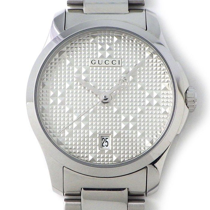 グッチ GUCCI 腕時計 Gタイムレス 126.5|YA126551 シルバー文字盤 デイト SS クオーツアナログ