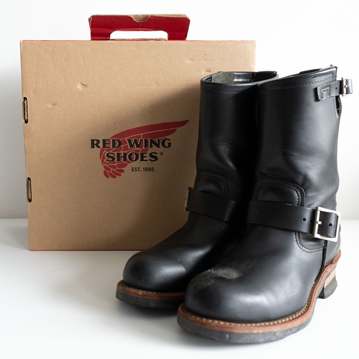 雰囲気抜群 REDWING 2268|エンジニアブーツ US8D 縦羽根タグ 2015年製造 レッドウィング ブラック s2510124