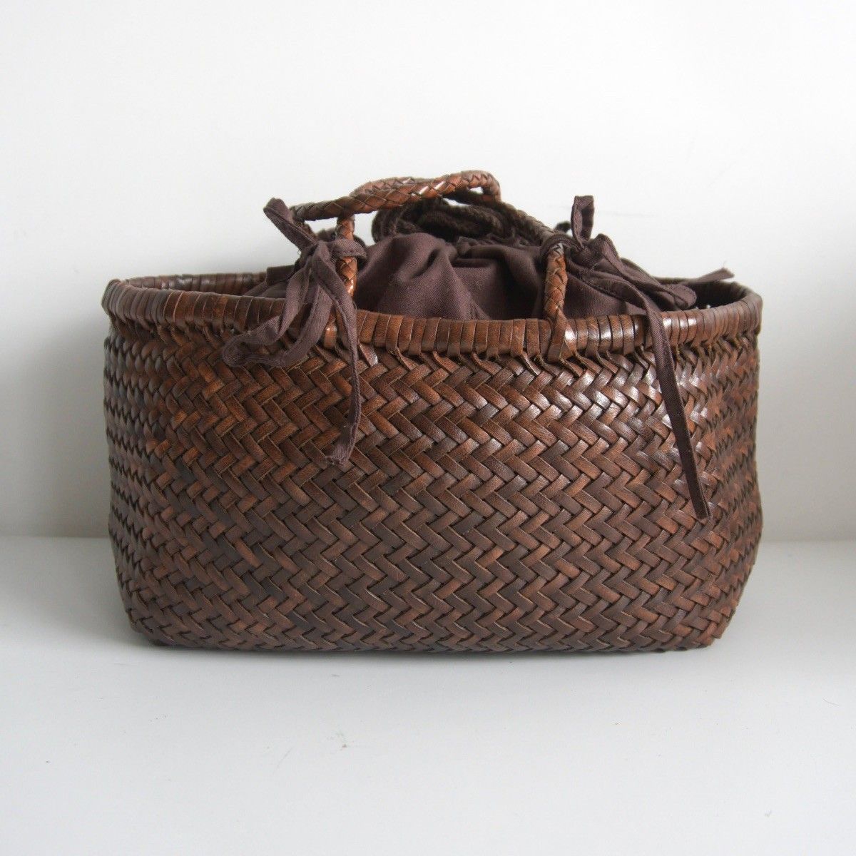 DRAGON レザー メッシュ トートバッグ ブラウン 編み込み ドラゴン 25100941