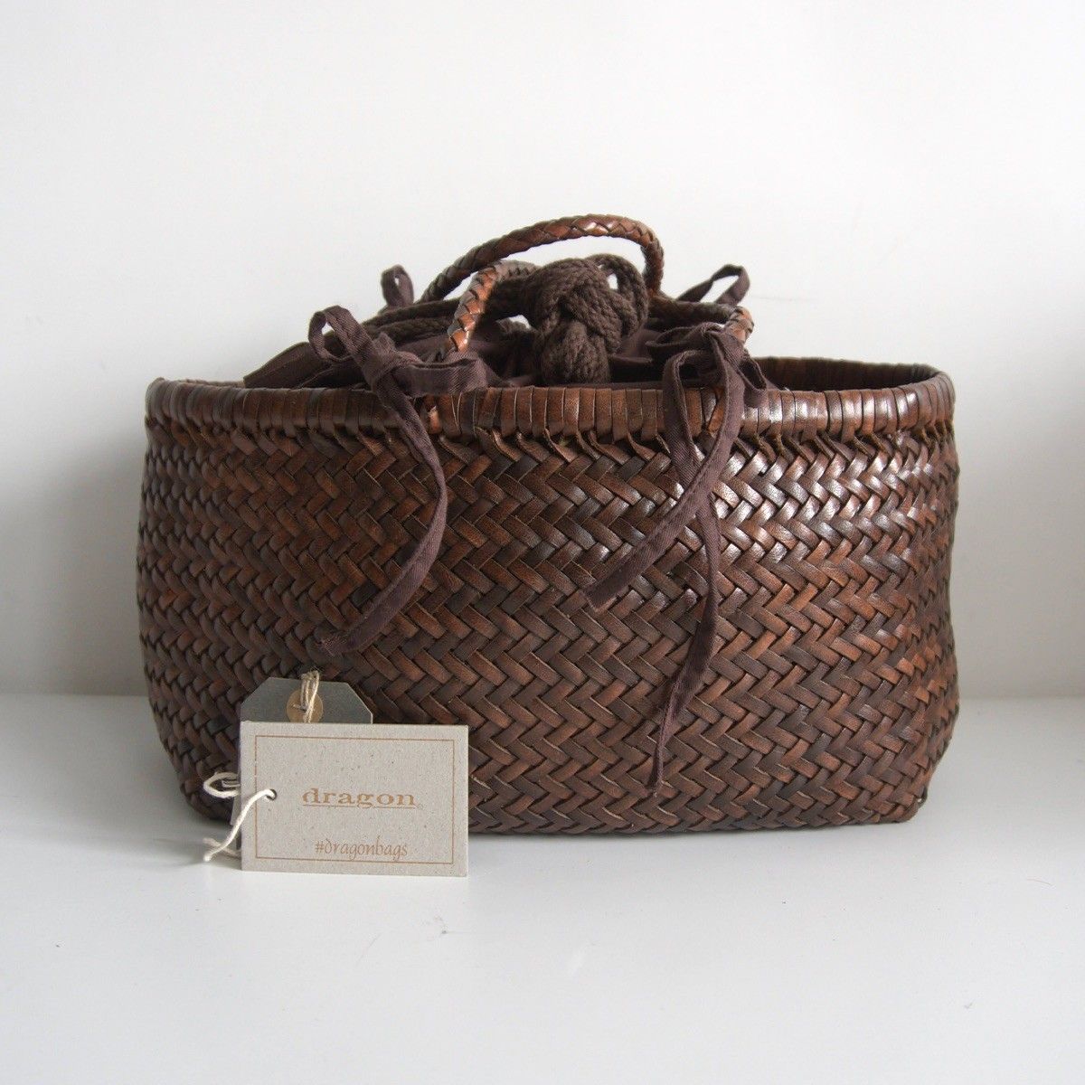DRAGON レザー メッシュ トートバッグ ブラウン 編み込み ドラゴン 25100941