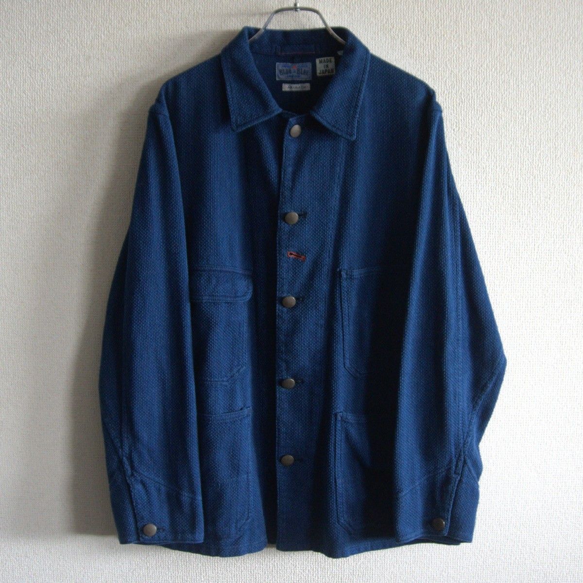 【超希少】ブルーブルー 刺子 カバーオール ジャケット インディゴコットン カセ染めした本藍の糸を使用した刺し子のカバーオール | BLUE BLUE