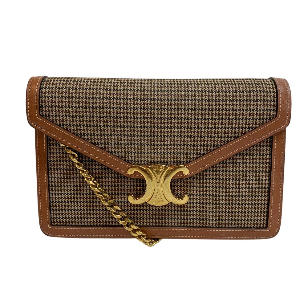 CELINEセリーヌ チェーンウォレット マーゴ トリオンフ 千鳥格子