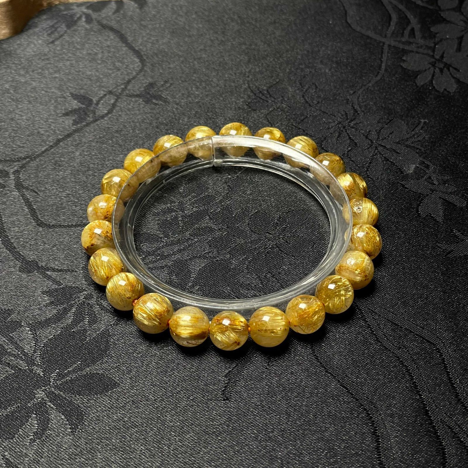 EU製 ! 満針ルチルクォーツ ブレスレット パワーストーン 天然石 金運 お守り プレゼント 8.3-8.6mm ZB9545