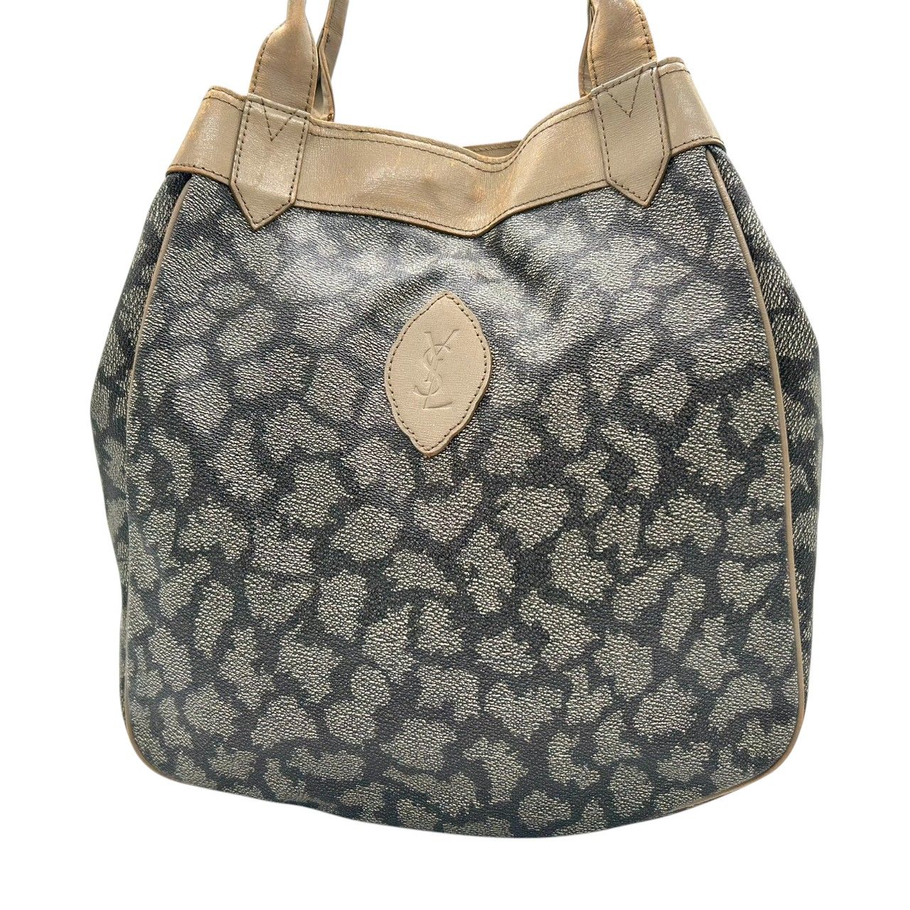 イヴサンローラン トートバッグ ワンショルダー PVC レザー YSLロゴ ジラフ柄 アニマル柄 ブラウン ベージュ A4可 大容量 肩掛け ヴィンテージ レディース クラシック エレガント YVES SAINT LAURENT s83