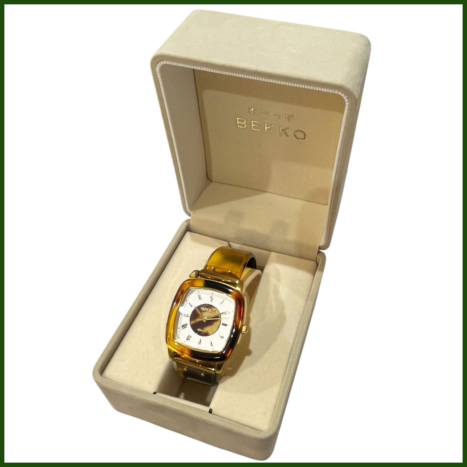 ジャンク●本鼈甲文字盤時計 BEKKO●レディース腕時計 昭和レトロ クォーツ ヴィンテージ アンティーク べっこう べっ甲