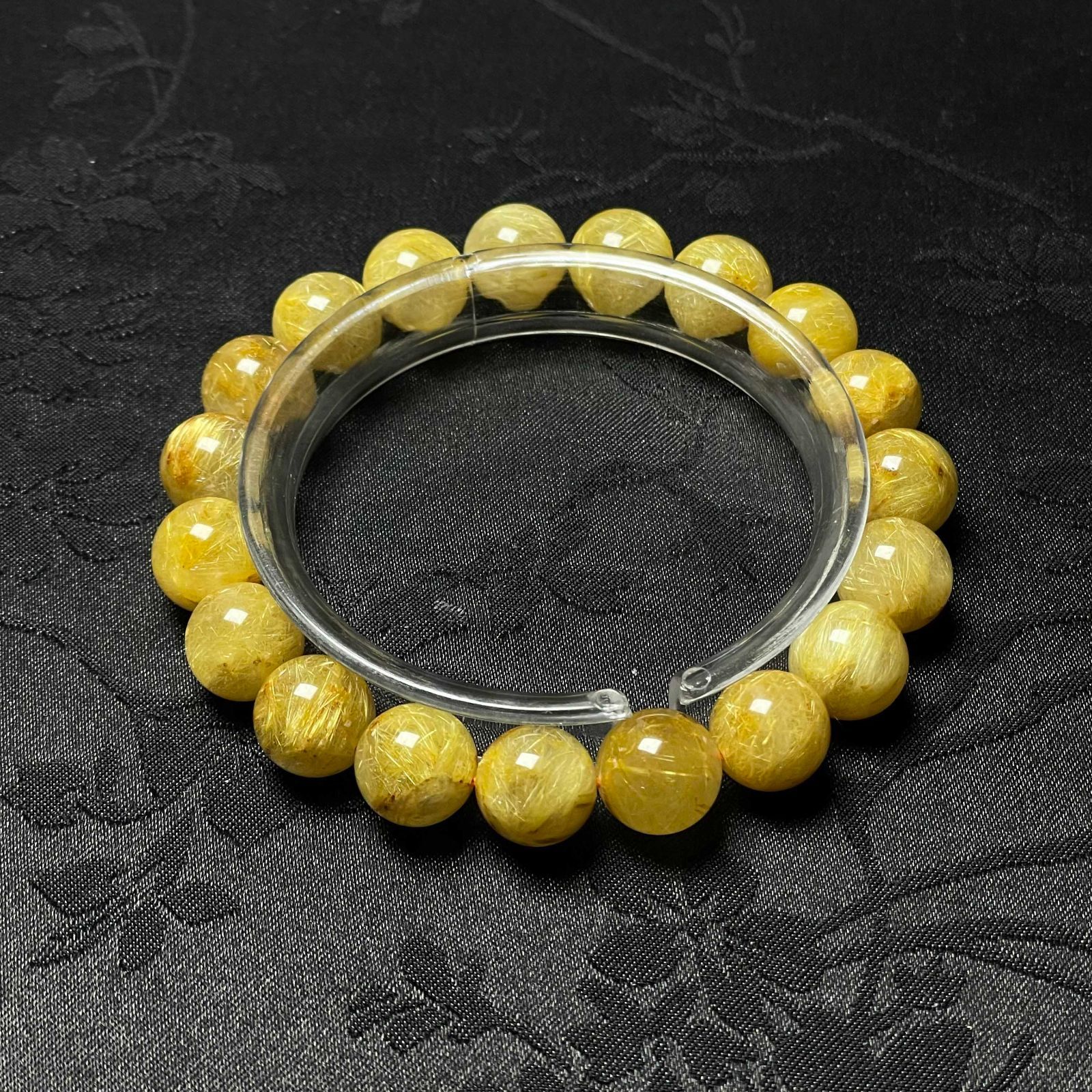 EU製 ! 満針ルチルクォーツ ブレスレット パワーストーン 天然石 金運 お守り プレゼント 10.7-11.1mm ZB9547