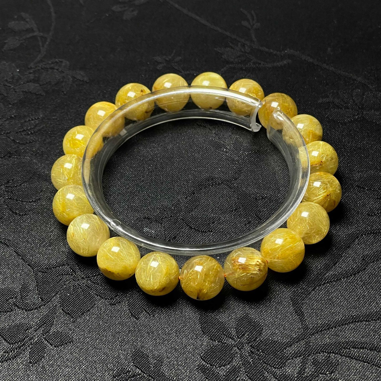 EU製 ! 満針ルチルクォーツ ブレスレット パワーストーン 天然石 金運 お守り プレゼント 10.7-11.1mm ZB9547