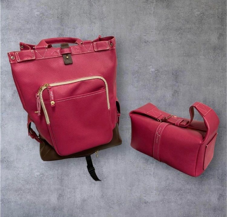 BONJAPONE ボンジャポネ シュリンクレザー キャリーバッグ ピンク トラベル バック レディースファッション ２セット