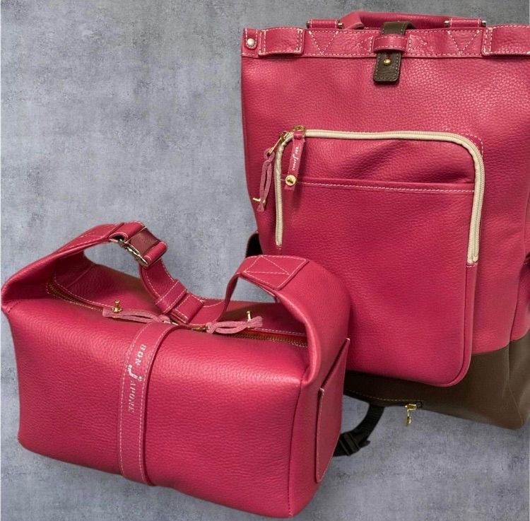 BONJAPONE ボンジャポネ シュリンクレザー キャリーバッグ ピンク トラベル バック レディースファッション ２セット