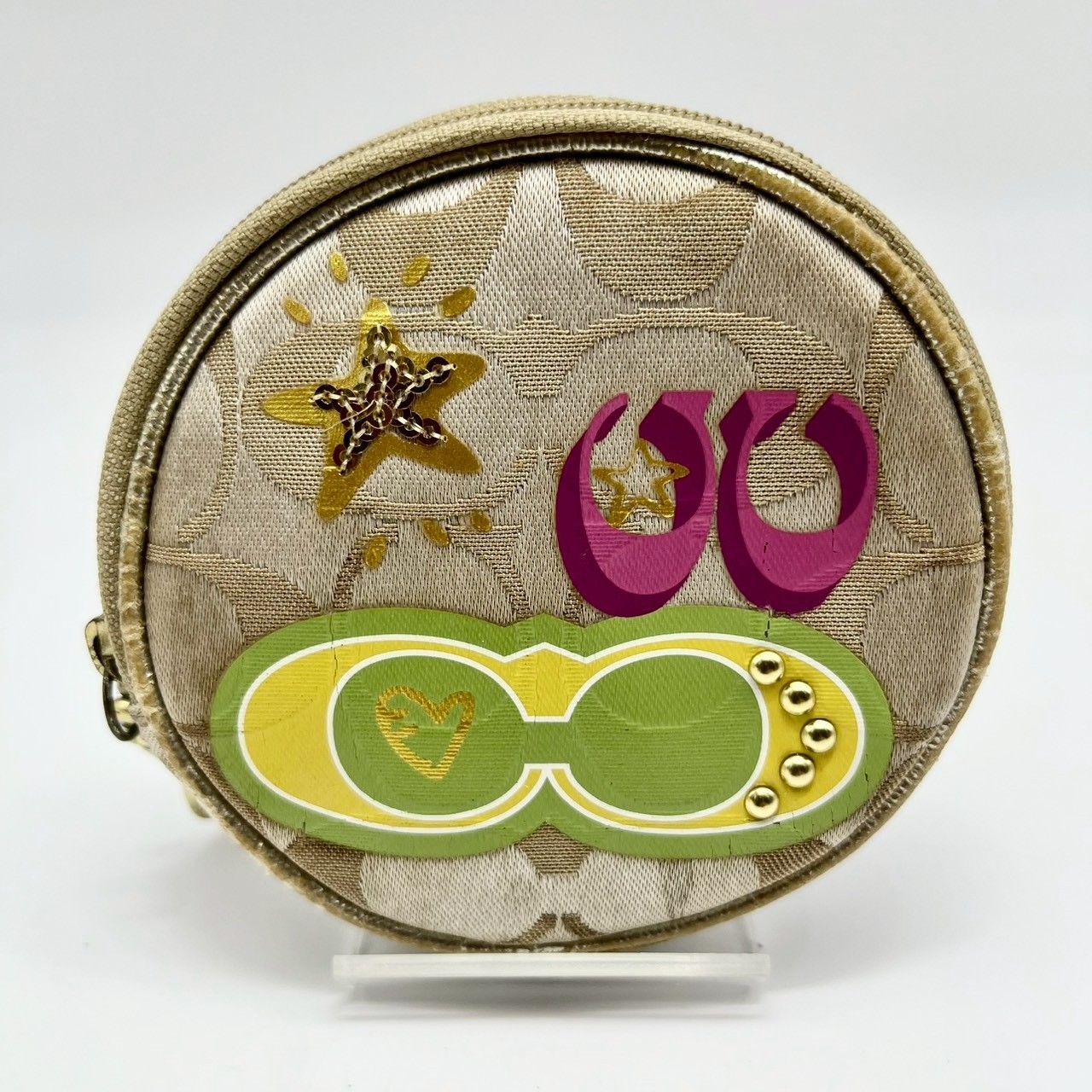 COACH コーチ キャンバス シグネチャー 小銭入れ コインケース ポーチ サークル 丸型 小物入れ ロゴプリント