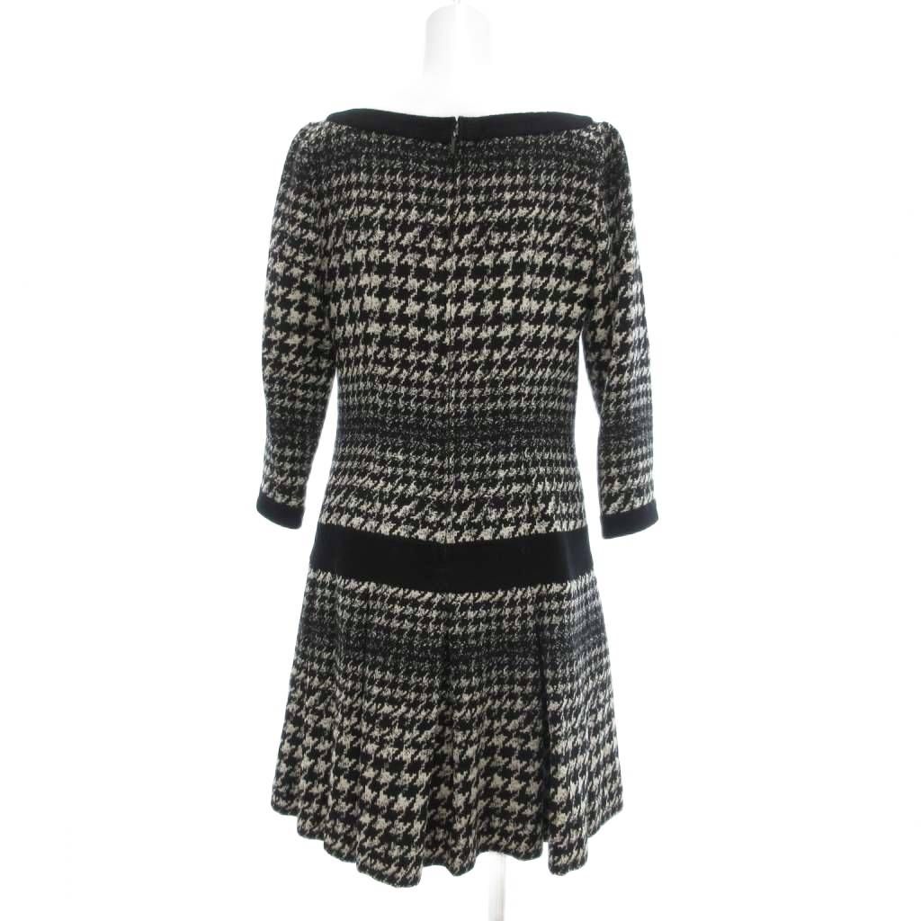 エポカ EPOCA ワンピース ツイード 千鳥格子 長袖 ITL40 ホワイト ブラック ボートネック UO