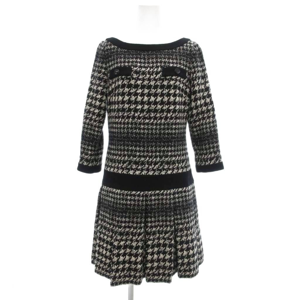 エポカ EPOCA ワンピース ツイード 千鳥格子 長袖 ITL40 ホワイト ブラック ボートネック |UO