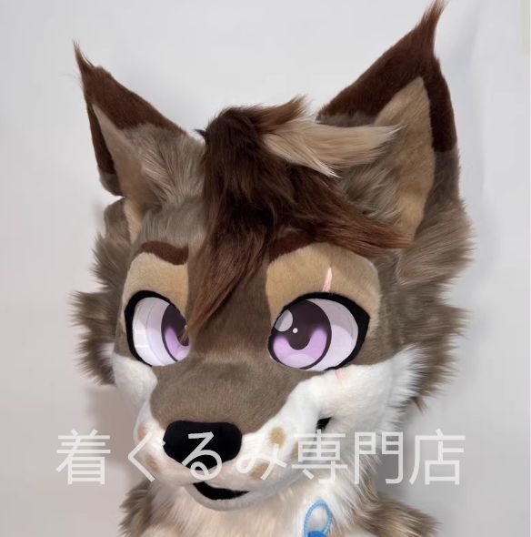 着ぐるみヘッド 犬 パープル 垂れ耳 全頭ヘッド ケモノ ファースーツ