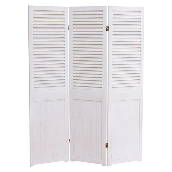 パーテーション 衝立 3連 約幅40cm アンティークホワイト 木製 桐材 リビング ダイニング インテリア家具