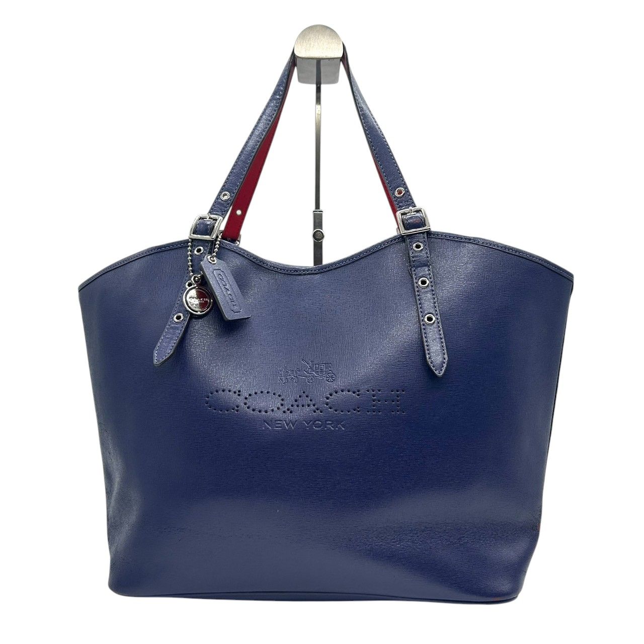 コーチ トートバッグ ショルダーバッグ レザー 本革 ネイビー レッド バイ A4 PC収納可 大容量 肩掛け レディース 通勤 通学 ビジネス オフィス パンチング ホースアンドキャリッジ 馬車ロゴ 自立可 スタイリッシュ COACH U4