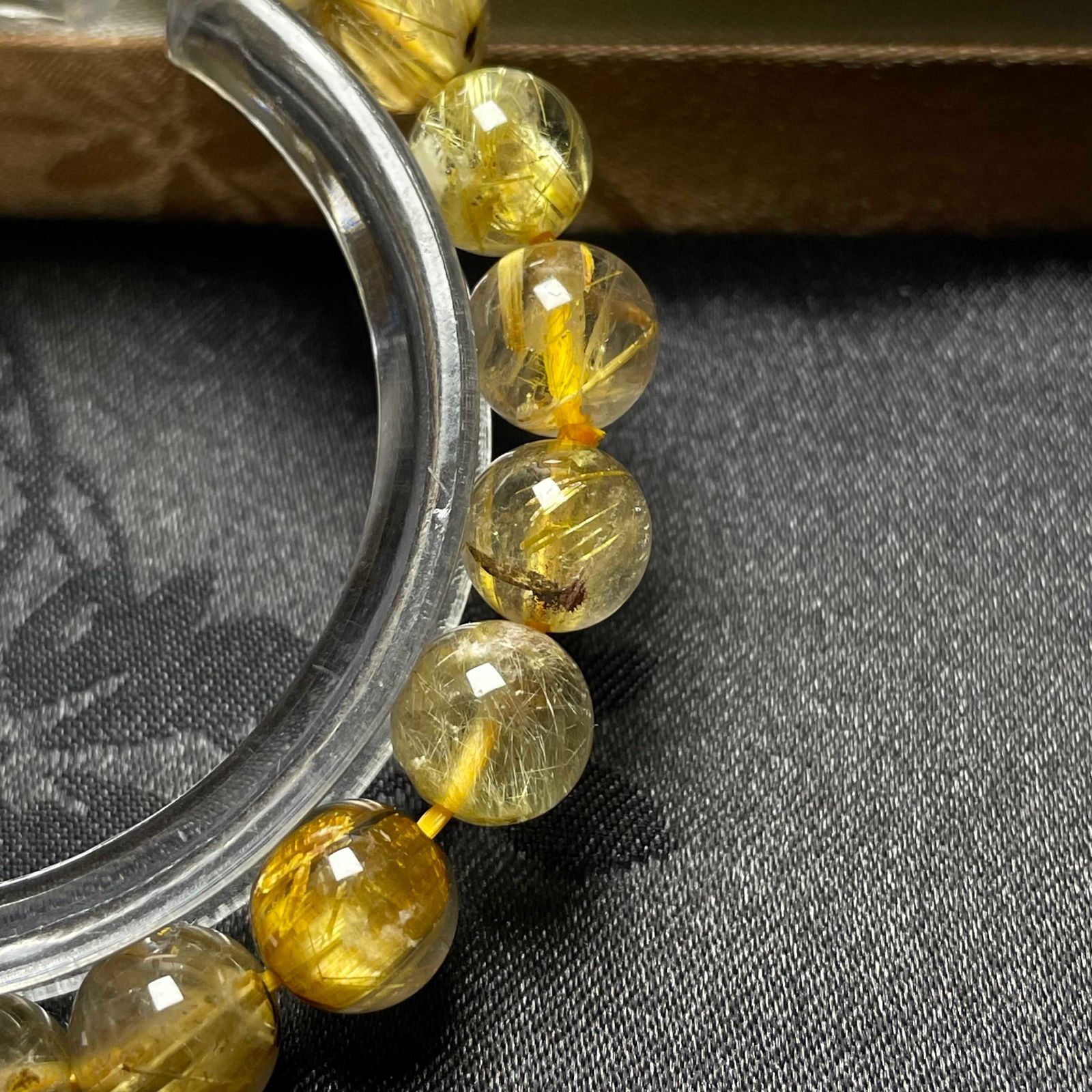 美しい EU製 太陽花タイチンルチル 黄金針水晶 金運 開運 ゴールド ブレスレット パワーストーン プレゼント 8.2-8.7mm ZB9549