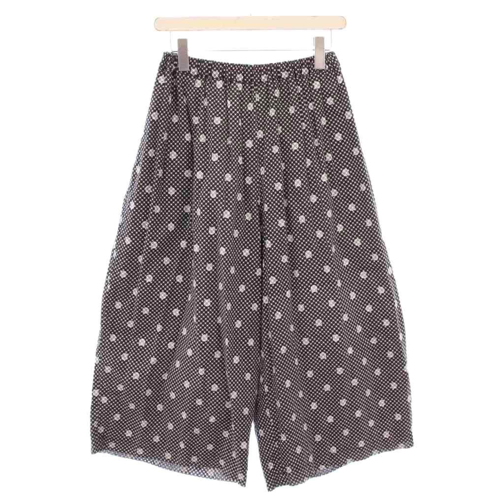 タオ コムデギャルソン TAO COMME des GARCONS AD2025 ワイドパンツ イージー ウエストゴム ドット柄 総柄 S 黒 ブラック BB