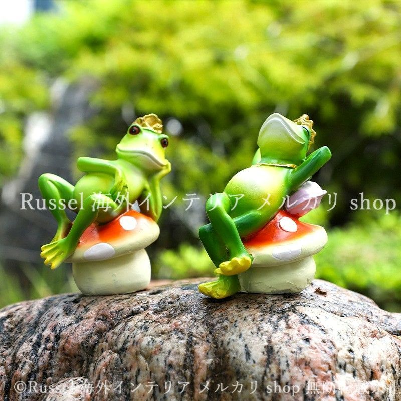 ガーデンオブジェ かえる 蛙 きのこ キノコ カエル 樹脂 グリーン 置物 ガーデンオーナメント ガーデニング 雑貨 ガーデン雑貨 ガーデンインテリア ガーデン インテリア 庭の装飾 お洒落 おしゃれ 8-14