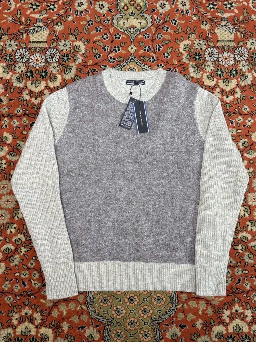 トミーヒルフィガー ツートン ベージュ ニット L