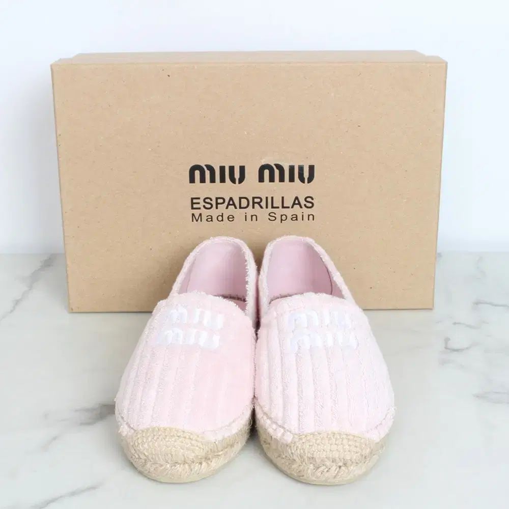 ミュウミュウ ロゴ エンブロイダリー フレンチテリー エスパドリーユ ピンク 36 230