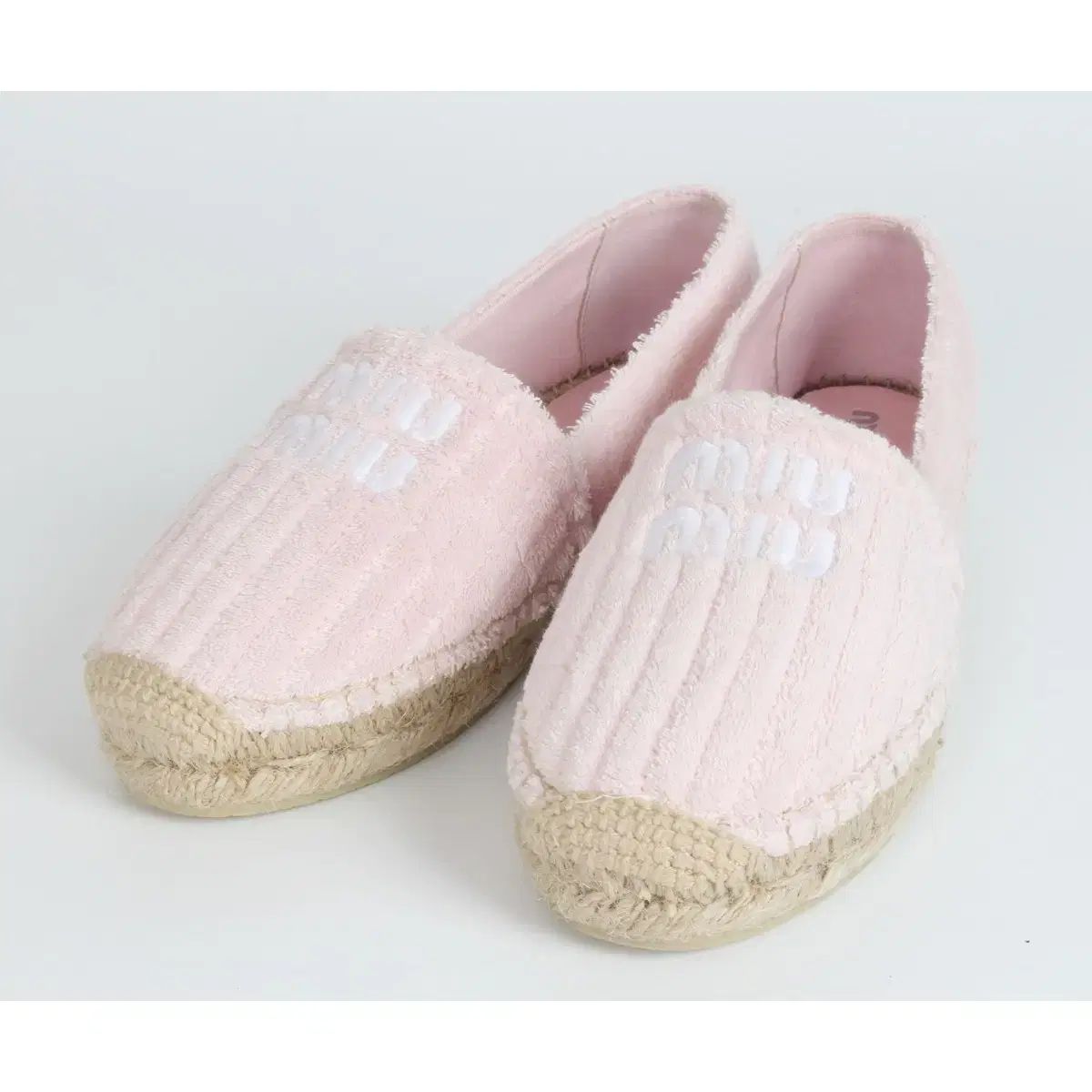 ミュウミュウ ロゴ エンブロイダリー フレンチテリー エスパドリーユ ピンク 36 230
