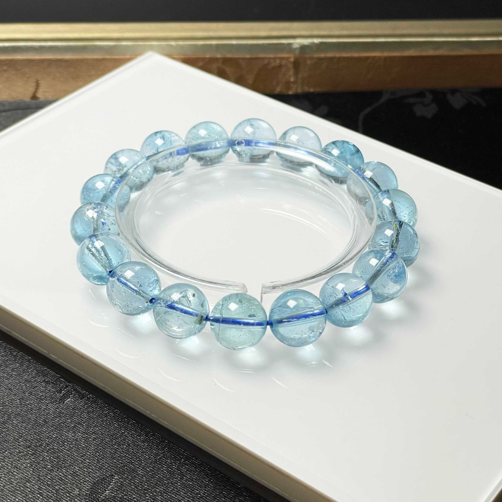 天然水晶☆【ブルートパーズ】☆ ブレスレット 天然石B 0.6-11.2mm 