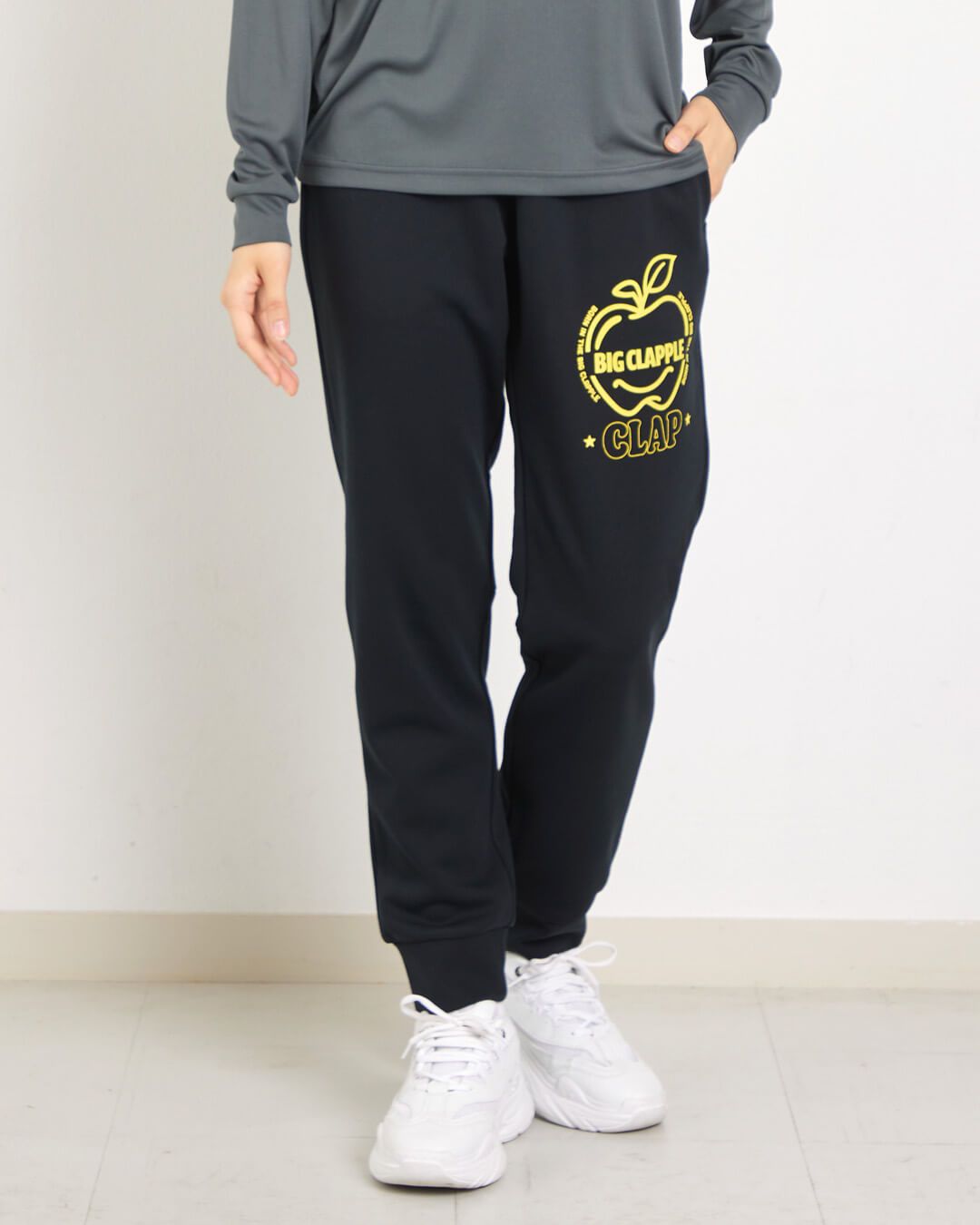 clap フィットネス クラップ レディース パンツ BIG CLAPPLE DRY SWEATPANTS Mフリーサイズ ダンスウェア スウェット トレーニング ダンス 2025