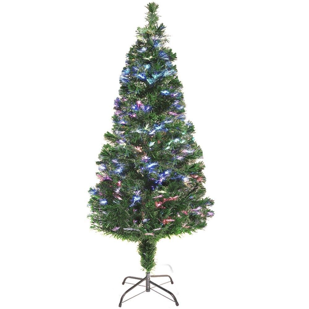 life_mart 光るクリスマスツリー ファイバーツリー ライト不要 幻想発光 選べる5サイズ 90〜210cm LED内蔵 自動カラーチェンジ 折りたたみ式 組立簡単 省エネ 収納ラクラク グリーン 150cm