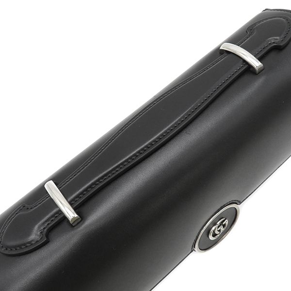 グッチ GUCCI 2WAYバッグ ダブルGプレート レザー ブラック シルバー