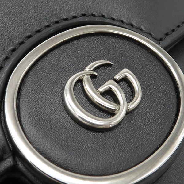 グッチ GUCCI 2WAYバッグ ダブルGプレート レザー ブラック シルバー