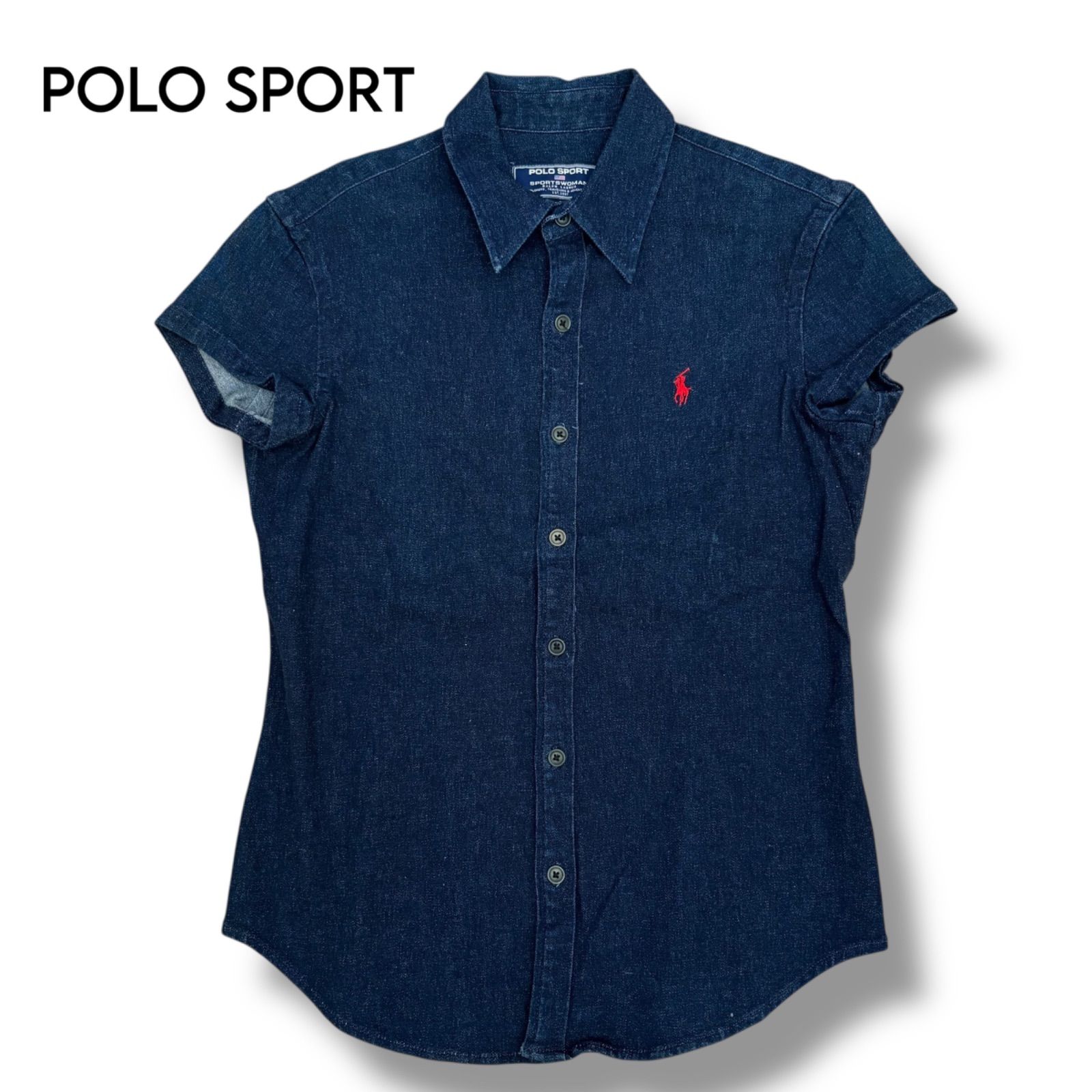 ◻︎ RALPH LAUREN POLO SPORT デニム 半袖シャツ 赤ポニー刺繍 メ