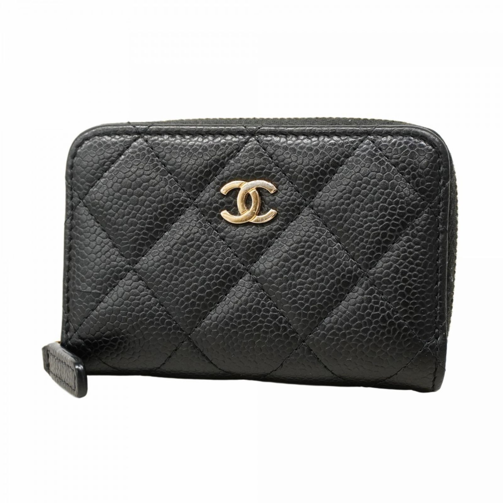 シャネル Chanel シャネル 財布 コインケース マトラッセ キャビアスキン ブラック レディース
