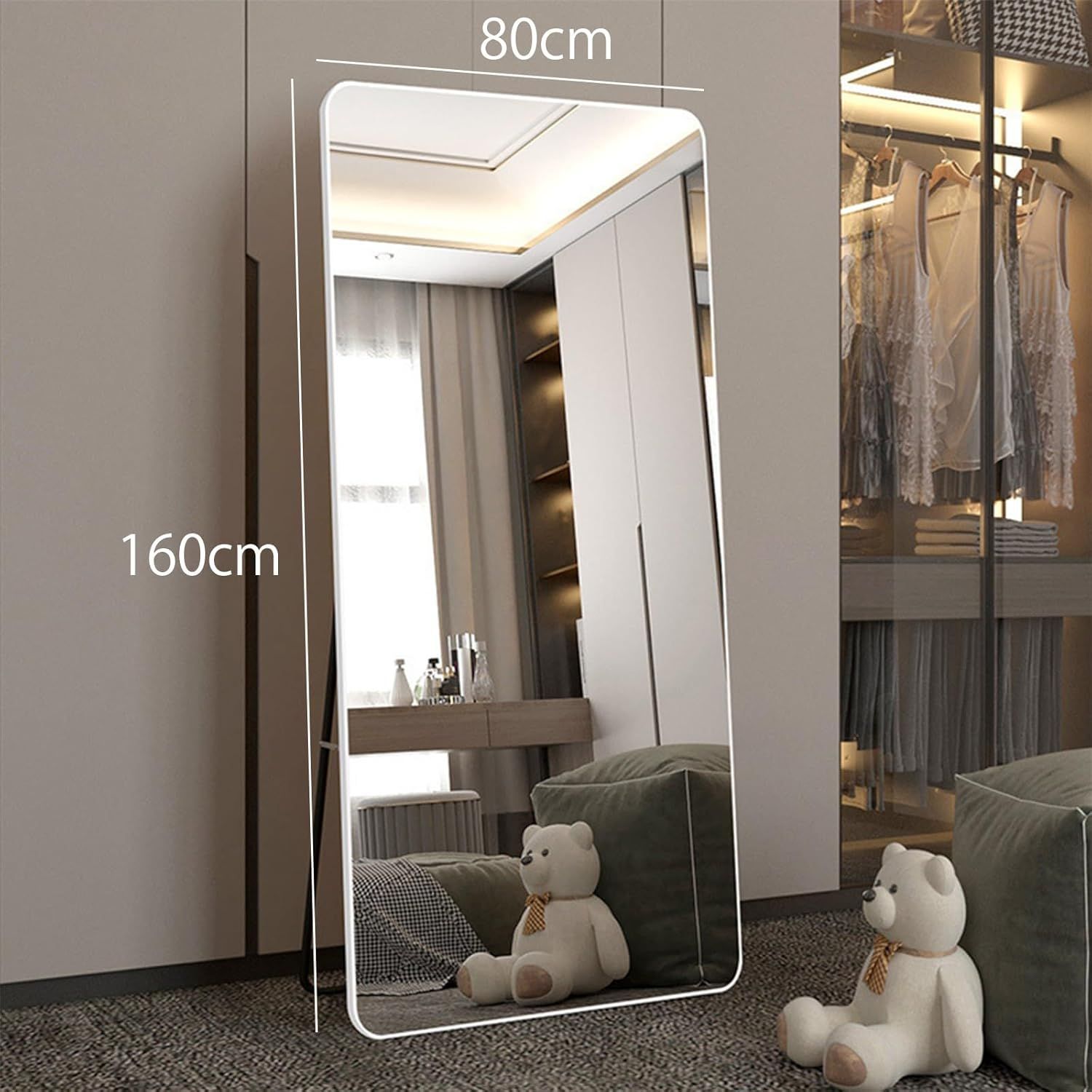 年末感謝 姿見鏡 80＊160ＣＭ ホワイト 11 KG