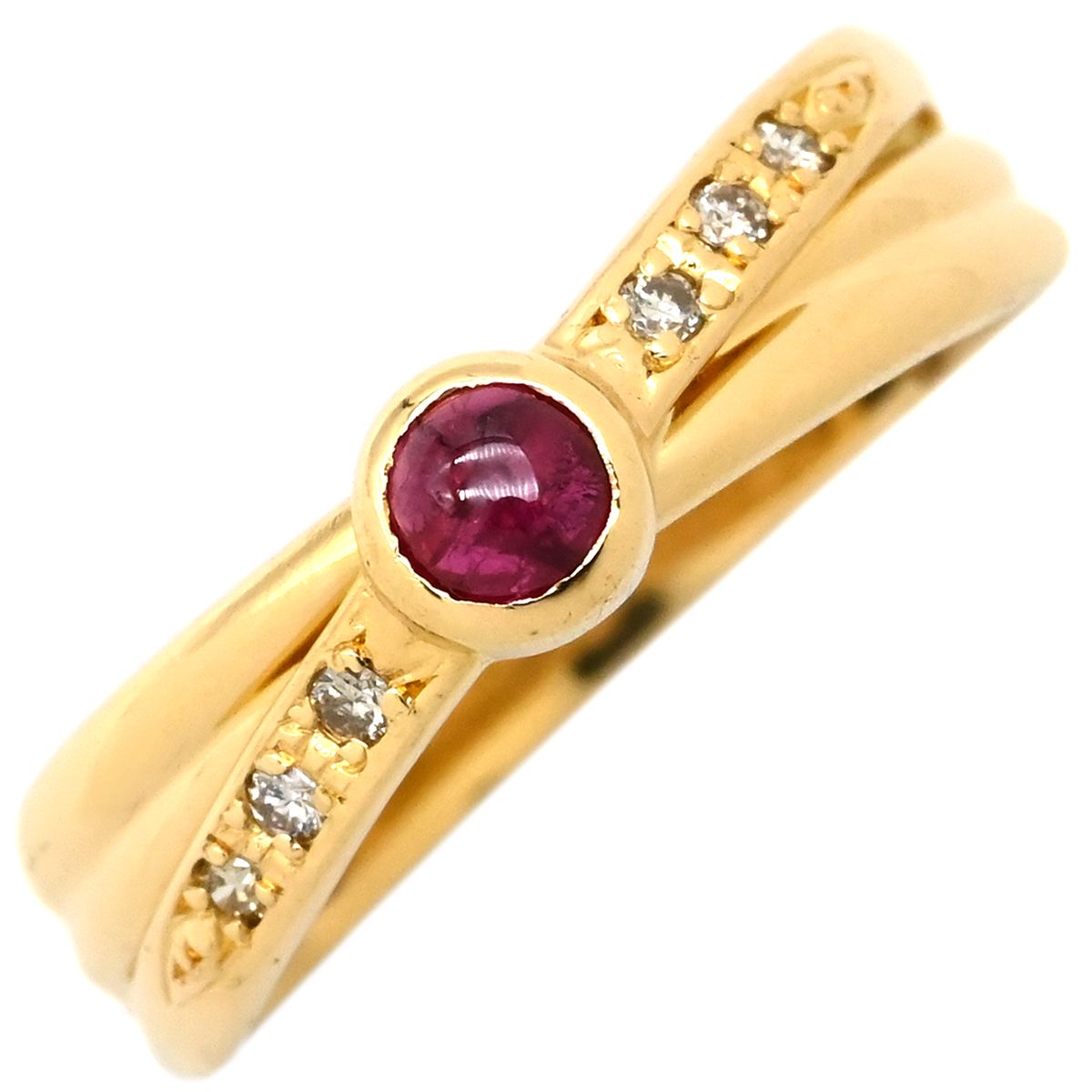 リング 指輪 ルビー ダイヤリング K18YG ダイヤモンド ルビー イエローゴールド×レッド Au750 18K 18金 13号