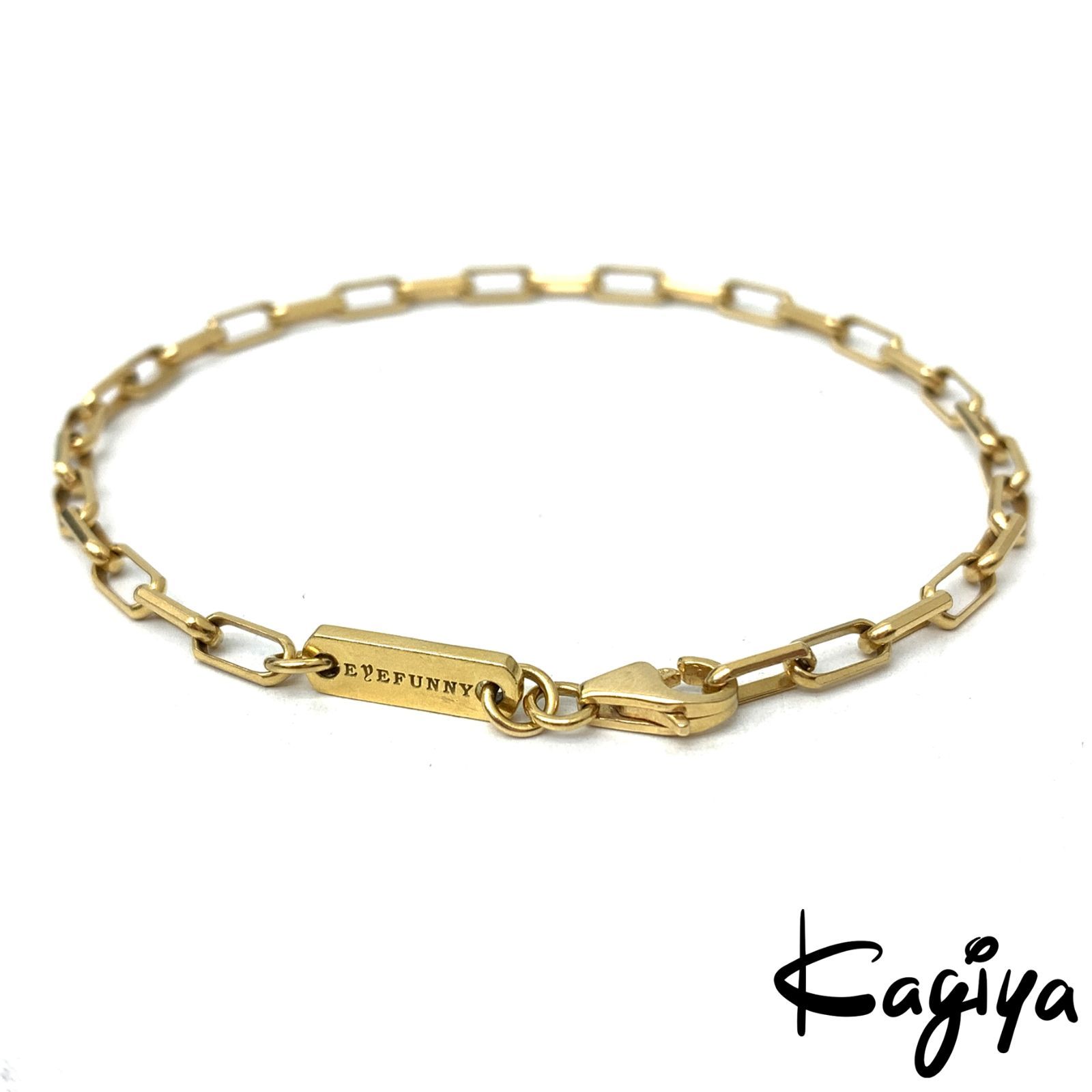 EYEFUNNY アイファニー K18 チェーン ブレスレット 19.5cm 5.3g YG イエロー ゴールド メンズ アクセサリー